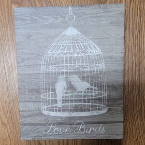 Love Birds Canvas Print Artwork Gray